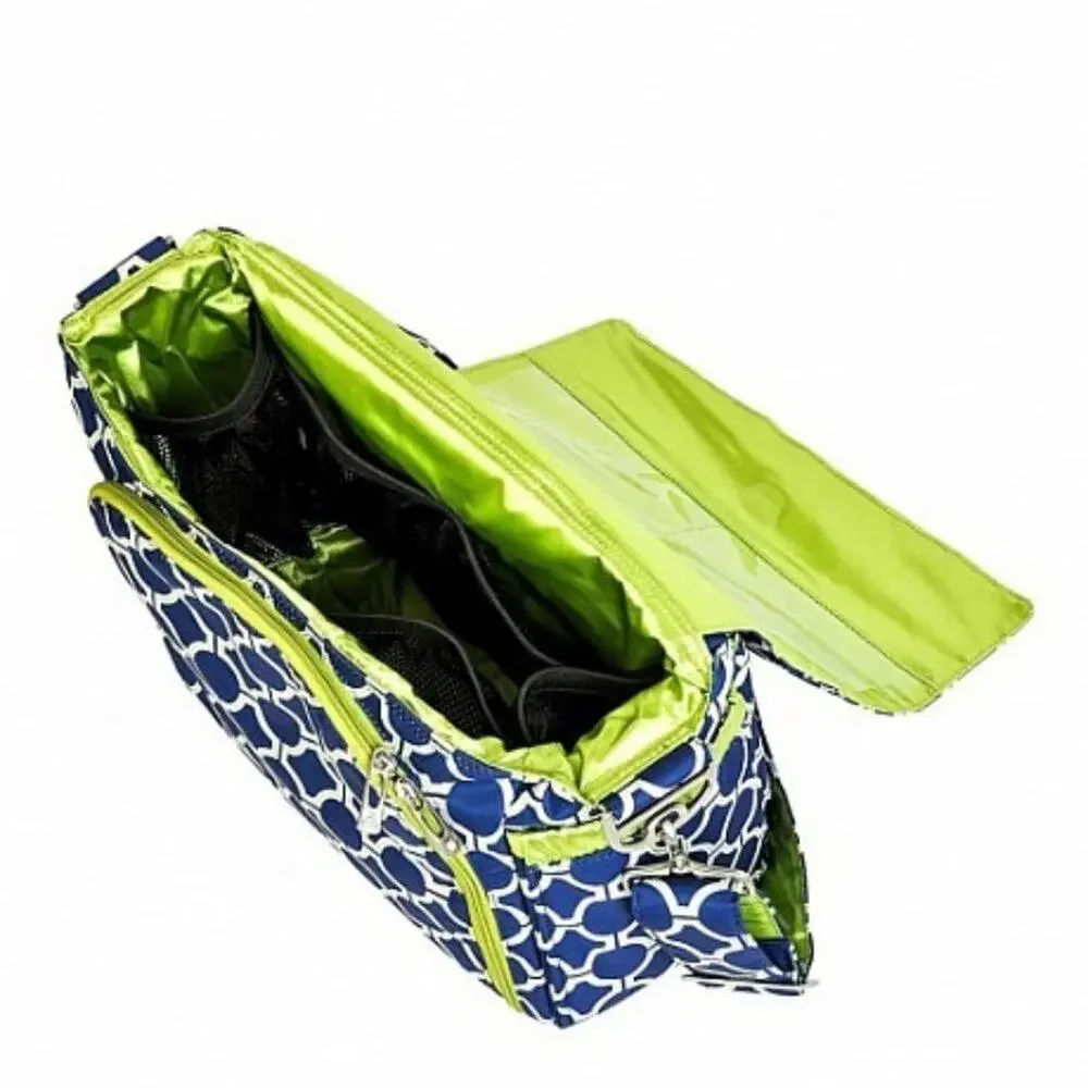Ju-Ju-Be Diaper Bag Better Be in Royal Envy Blue White Multi Pocket Adjustable